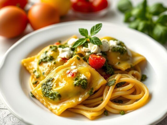 Ravioloni met pesto-ricottavulling