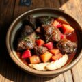 Reeragout met appel en rabarber