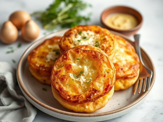 Reibekuchen (aardappelpannenkoekjes) — AI-gegenereerde illustratie
