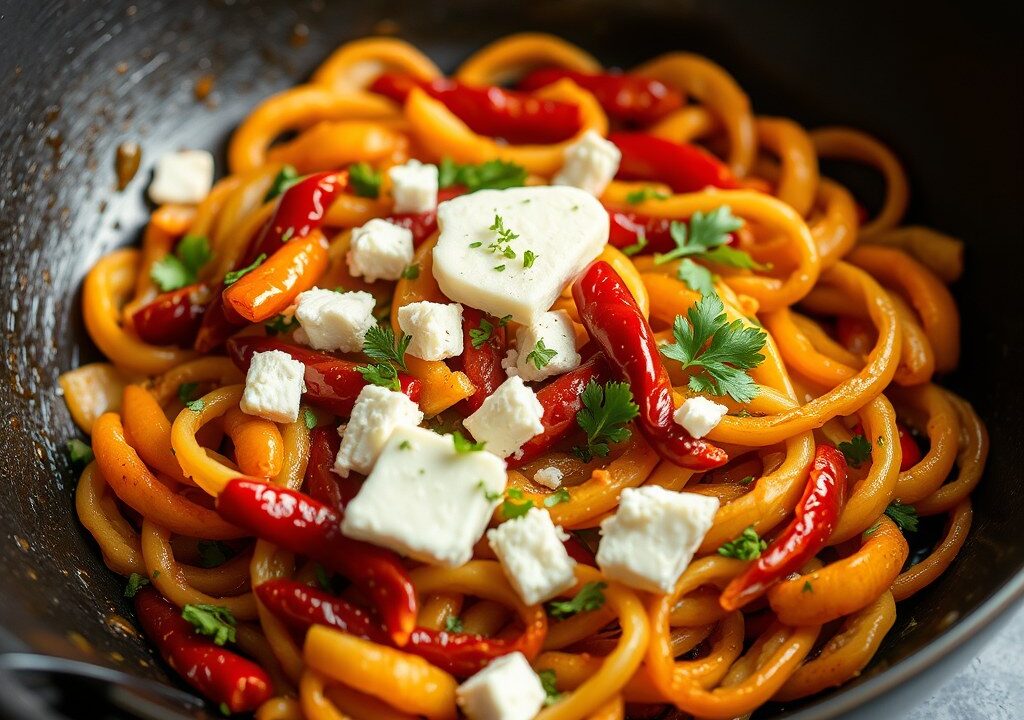 Reuzengarnalen met chili en feta — AI-gegenereerde illustratie