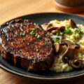 Ribeye met funghi porcini en aspergerisotto