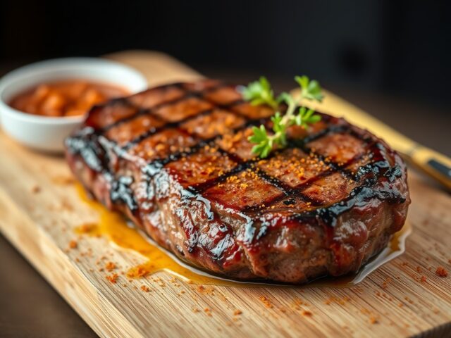 Ribeye Steak van het Rund met Hete Maïs — AI-gegenereerde illustratie