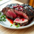 Ribstuk met rode wijnsaus