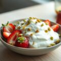 Ricotta met aardbeien en pistaches