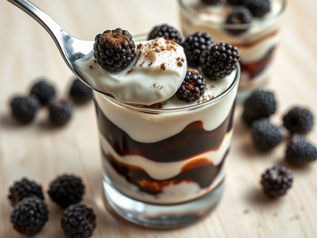 Ricotta met koffie en bramen