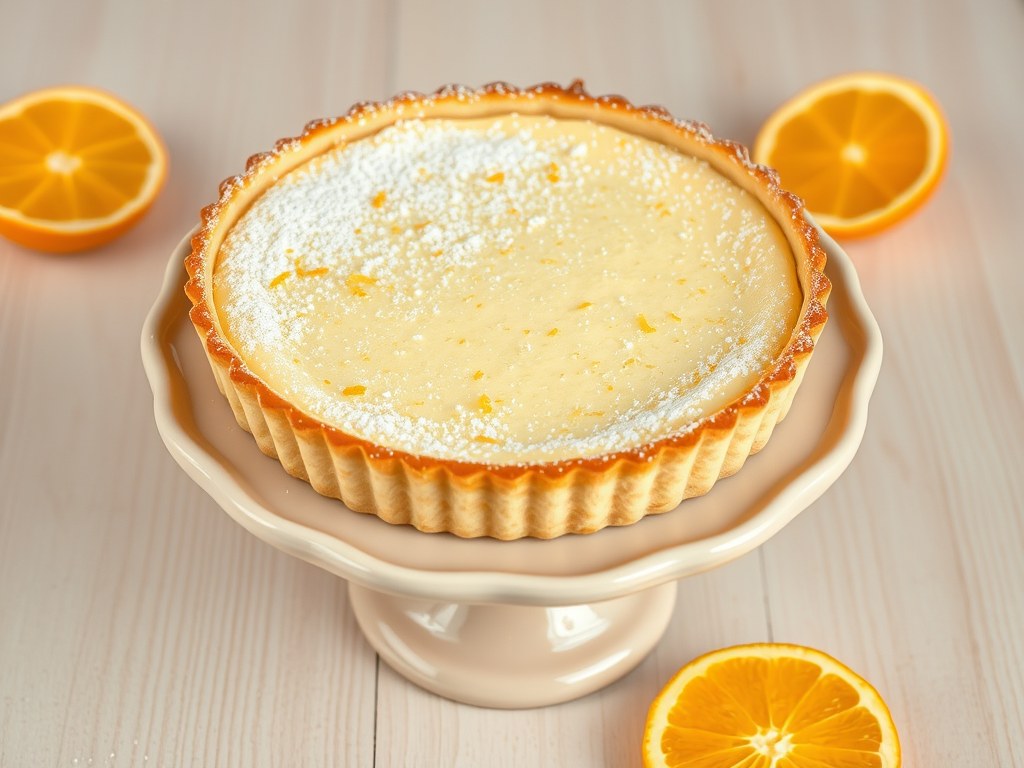 Ricotta-sinaasappeltaart, AI-gegenereerde illustratie