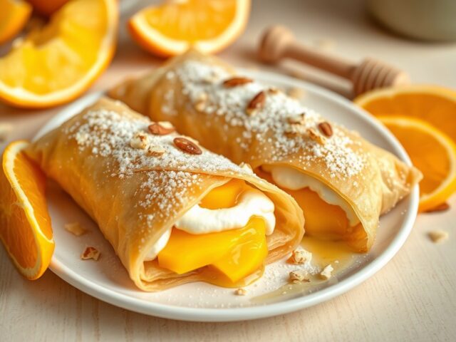 Ricottastrudels en mango