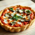 Ricottataartje met aubergine en pasta