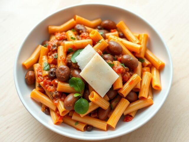 Rigatoni met chipolatarondjes