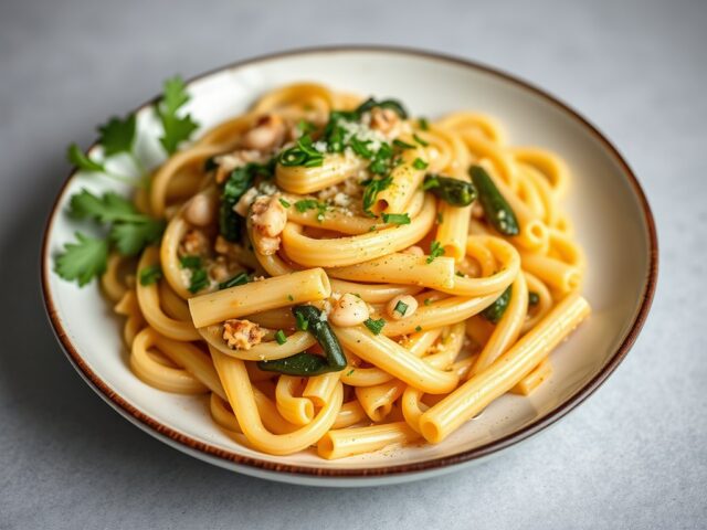 Rigatoni met inktvis en tuinkruiden
