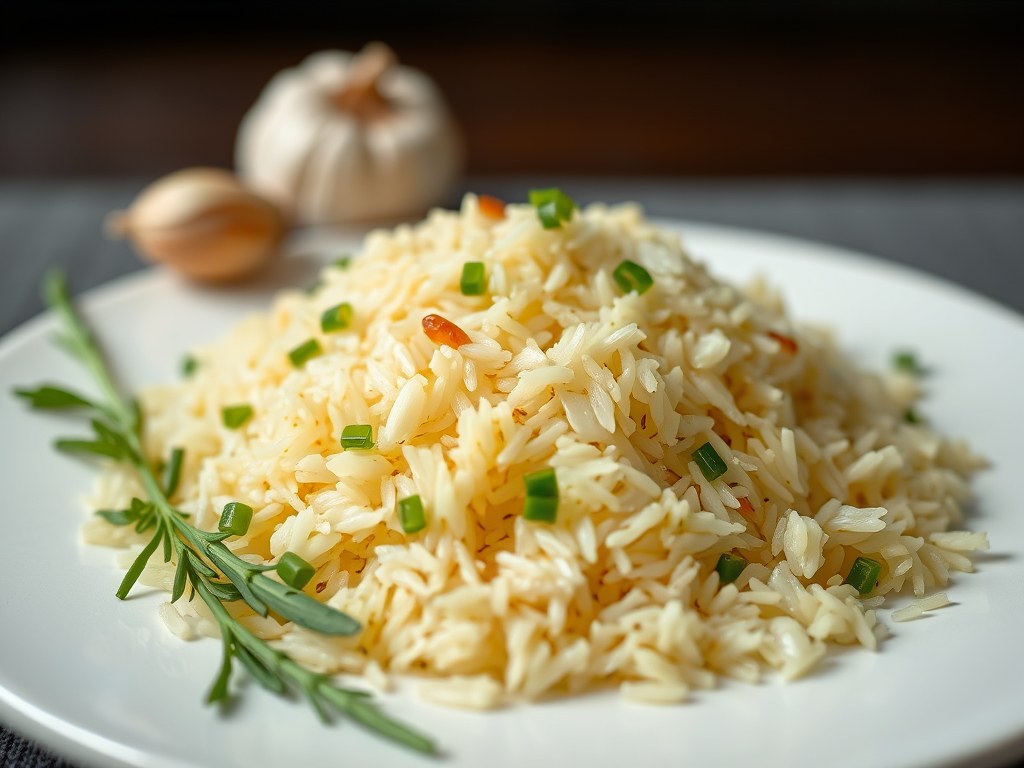 Rijst met Knoflook uit India, AI-gegenereerde illustratie
