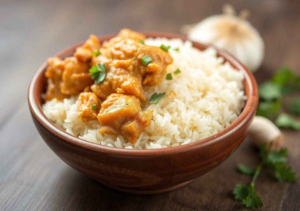 RIJST Nasi Keboeli Ayam — AI-gegenereerde illustratie