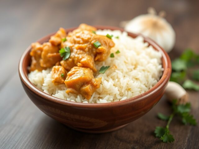 RIJST Nasi Keboeli Ayam — AI-gegenereerde illustratie