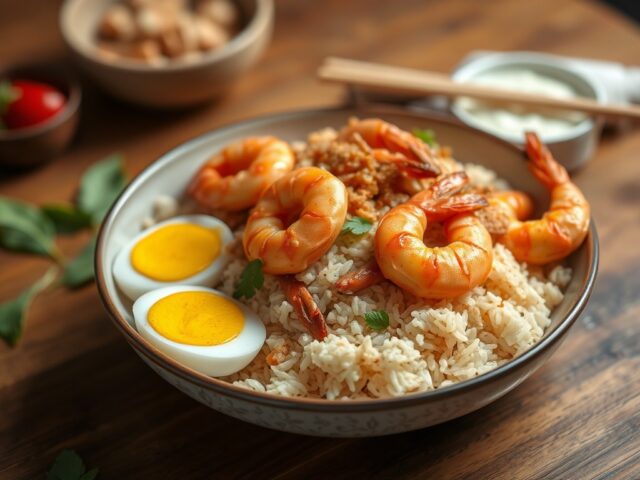 RIJST Thai Nasi Goreng IV met Kip en Garnalen — AI-gegenereerde illustratie