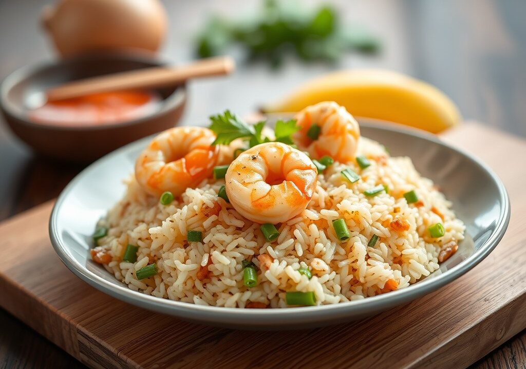 RIJST Thai Rice II met Garnalen — AI-gegenereerde illustratie
