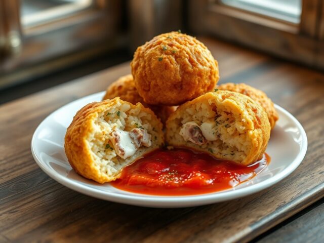 Rijstballetjes, met tonijn en mozzarella