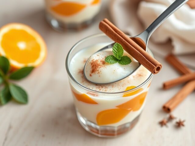 Rijstcrème met sinaasappel en kaneel