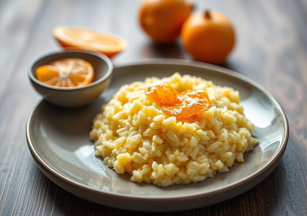 Rijstepap met oranjebloesemwater, AI-gegenereerde illustratie