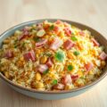 Rijstsalade met hamreepjes en kokospinda’s