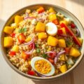 Rijstsalade met mango en rode paprika