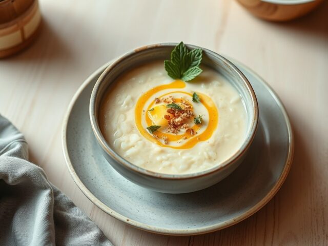 Rijstsoep met munt (Yayla Corbasi)