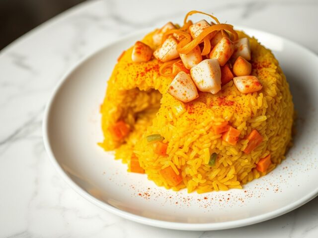 Rijsttimbaal met specerijen en citrusfruit