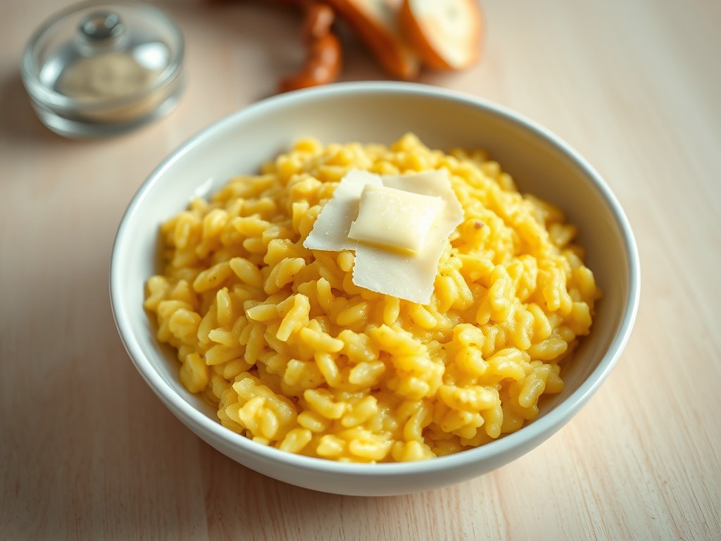 Risotto alla Milanese (saffraanrisotto), AI-gegenereerde illustratie