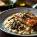 Risotto met bospaddestoelen en zeebarbeel