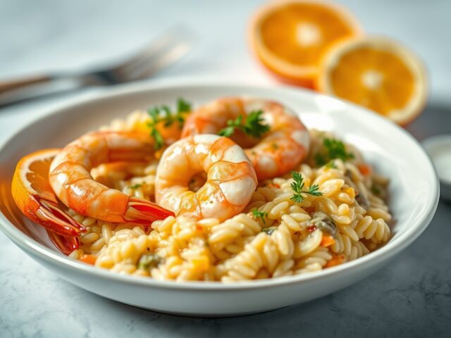 Risotto met Garnaal en Sinaasappel