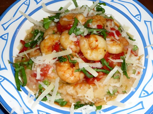 Risotto met grote garnalen