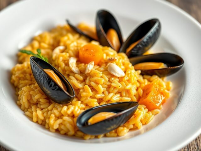 Risotto met Mosselen en Pompoen