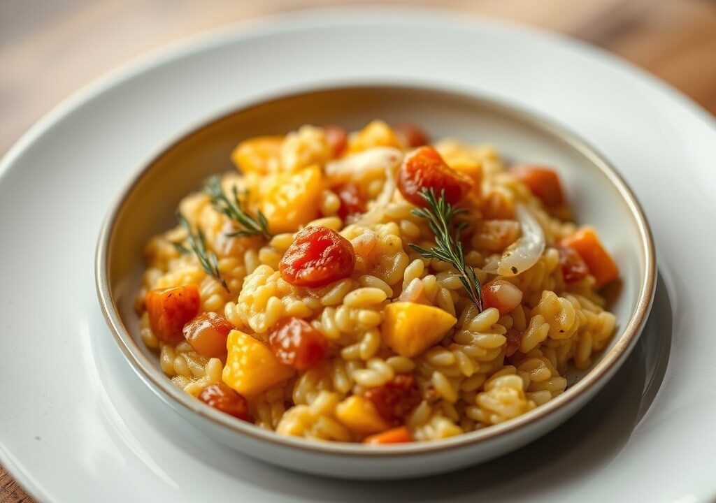 Risotto met Pompoen en Pijnboompitten — AI-gegenereerde illustratie