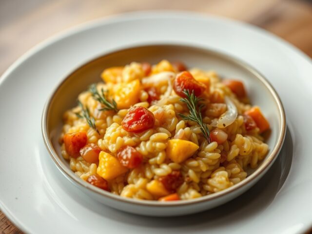 Risotto met Pompoen en Pijnboompitten — AI-gegenereerde illustratie