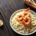 Risotto met Prei en grote Garnalen