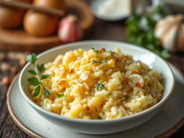 Risotto met saffraan en Hollandse kaas — AI-gegenereerde illustratie