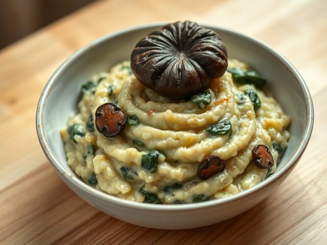 Risotto met spinazie en eekhoorntjesbrood