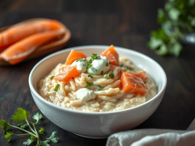 Risotto met zalm, whisky en ricotta