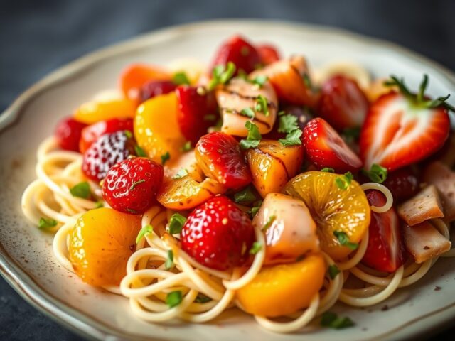 Rocketsalade met Parmaham en aardbeiendressing
