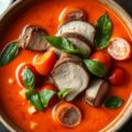 Rode curry met eend, tomaat en lychees