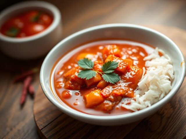 Rode curry saus — AI-gegenereerde illustratie