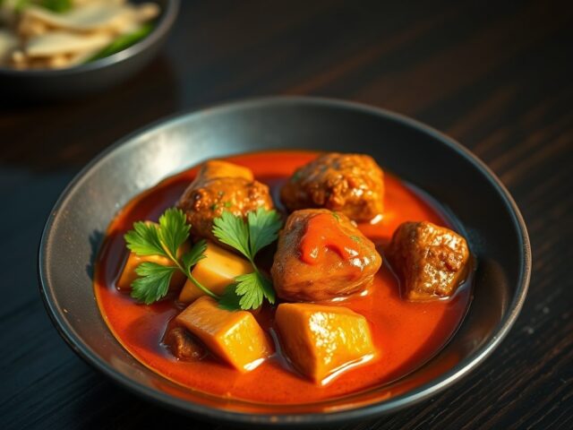 Rode curry van kalfsniertjes