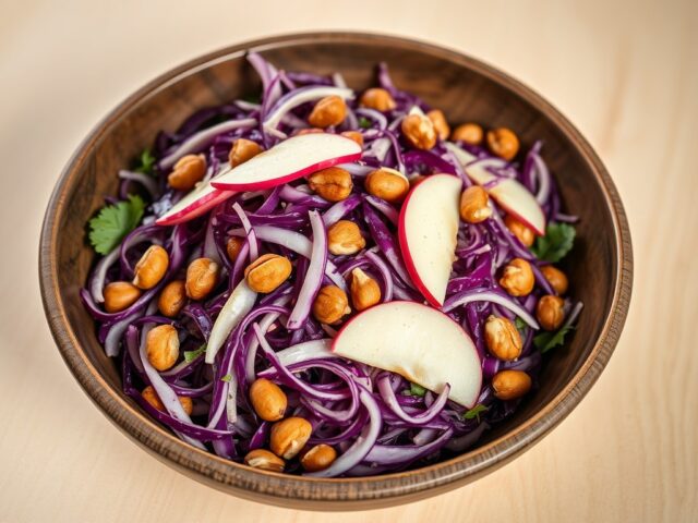 Rode koolsalade met honing dressing