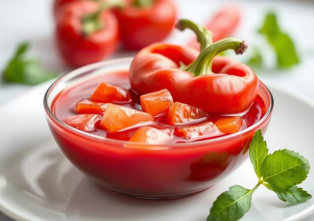 Rode paprika in aspic — AI-gegenereerde illustratie