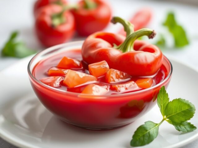 Rode paprika in aspic — AI-gegenereerde illustratie