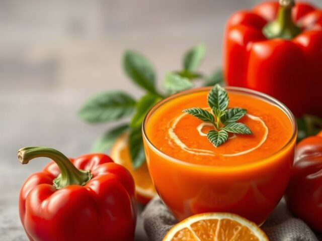 Rode paprika-sinaasappelsoep