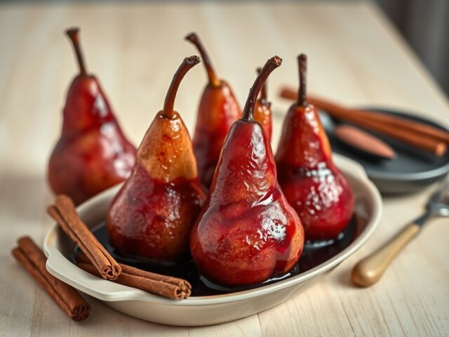 Rode peren uit de oven