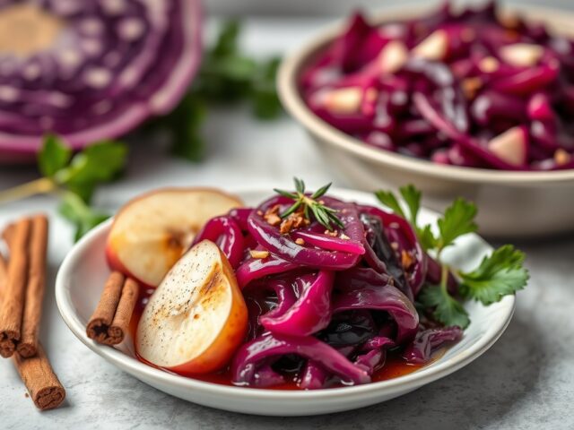 Rodekool met appelstroop en kaneel