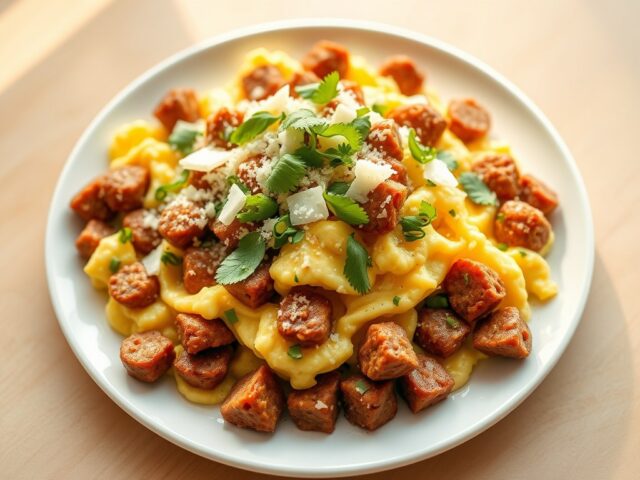 Roerei met Italiaanse Worst en Parmezaanse Kaas
