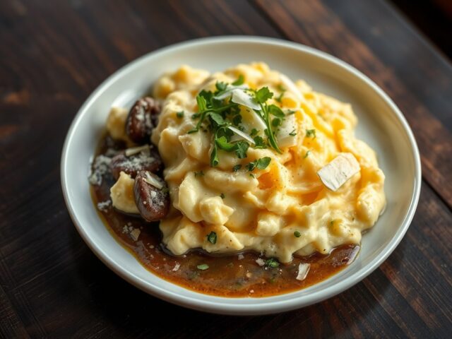 Roerei met Witte-Truffel en Porcini-Crème