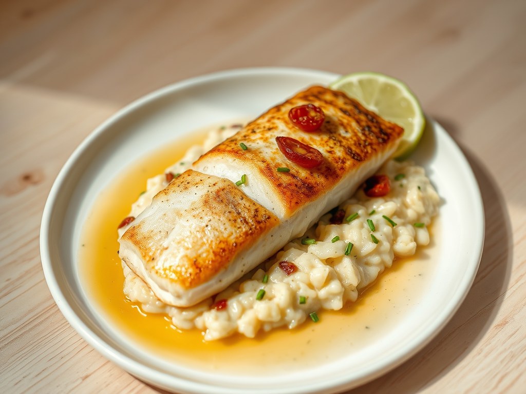 Rog gevuld met aardappelrisotto, AI-gegenereerde illustratie